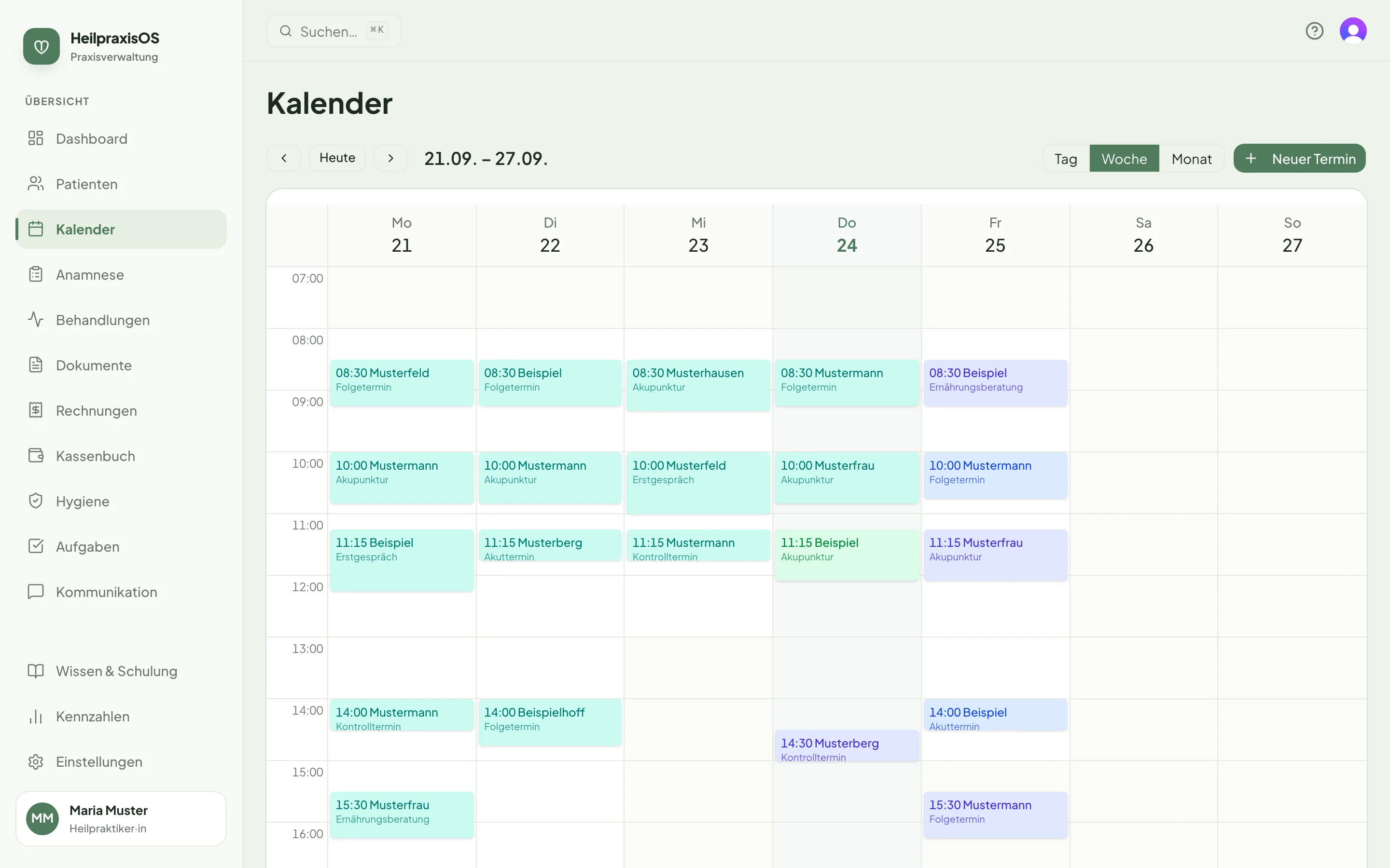 Bildschirmansicht: Kalender mit Erinnerungen