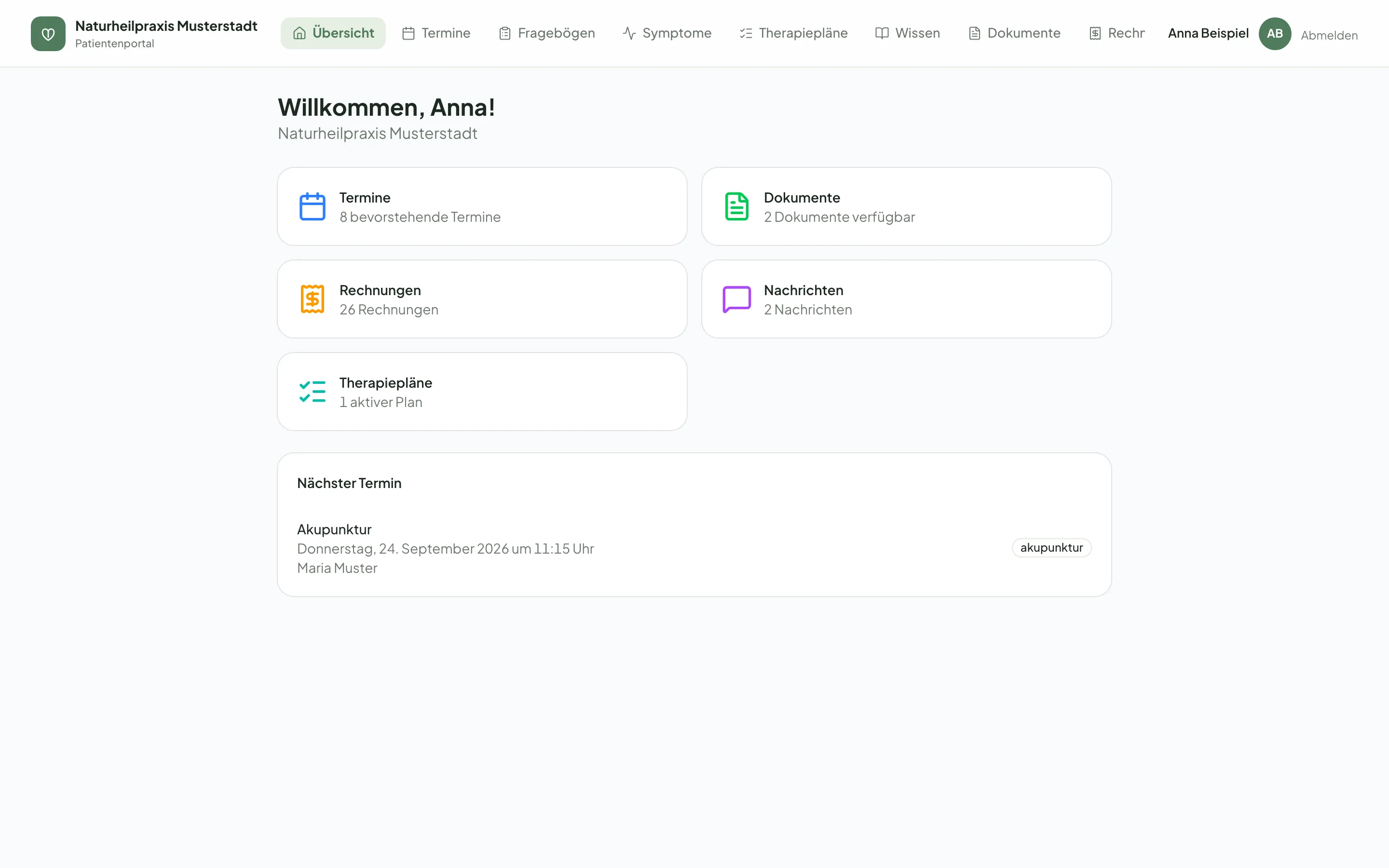 Bildschirmansicht: Patientenportal